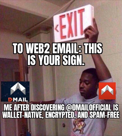 UnyimeEffi92227's tweet photo. Just found out @Dmailofficial is:
β
Wallet-native
β
Fully encrypted
β
100% spam-free
Me to my Web2 inbox:
π§ββοΈ This is your sign to pack it up.
No more data leaks. No more ads. Just pure, private, decentralized
https://t.co/T62tyCVdmlβ¦
#Dmail π
#Web3 #InboxUpgrade https://t.co/GQfDezAKQi