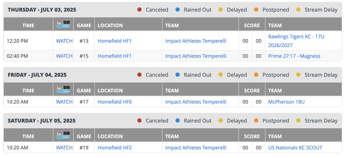 Impact Athletes KC (@impactathletekc) on Twitter photo 17U starting pitching rotation for Super 18s:
Th G1: 2026 <a href="/CalebCook2026_/">Caleb Cook</a>
Th G2: 2026 <a href="/owen_bane/">Owen Bane</a>
F: 2026 <a href="/OwenMcDaniel7/">Owen McDaniel</a>
Sa: 2026 <a href="/HPalmerbaseball/">Hunter Palmer</a> 17U starting pitching rotation for Super 18s:
Th G1: 2026 <a href="/CalebCook2026_/">Caleb Cook</a>
Th G2: 2026 <a href="/owen_bane/">Owen Bane</a>
F: 2026 <a href="/OwenMcDaniel7/">Owen McDaniel</a>
Sa: 2026 <a href="/HPalmerbaseball/">Hunter Palmer</a>