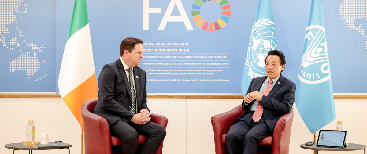 Dept of Agriculture, Food and the Marine (@agriculture_ie) on Twitter photo The <a href="/FAO/">Food and Agriculture Organization</a> Director-General, QU Dongyu, met with Minister <a href="/martinheydonfg/">Martin Heydon</a> in advance of the 44th Session of the FAO Ministerial Conference. Both reflected on the need for coordinated global action to ensure food security and the transformation towards sustainable agrifood systems. The <a href="/FAO/">Food and Agriculture Organization</a> Director-General, QU Dongyu, met with Minister <a href="/martinheydonfg/">Martin Heydon</a> in advance of the 44th Session of the FAO Ministerial Conference. Both reflected on the need for coordinated global action to ensure food security and the transformation towards sustainable agrifood systems.