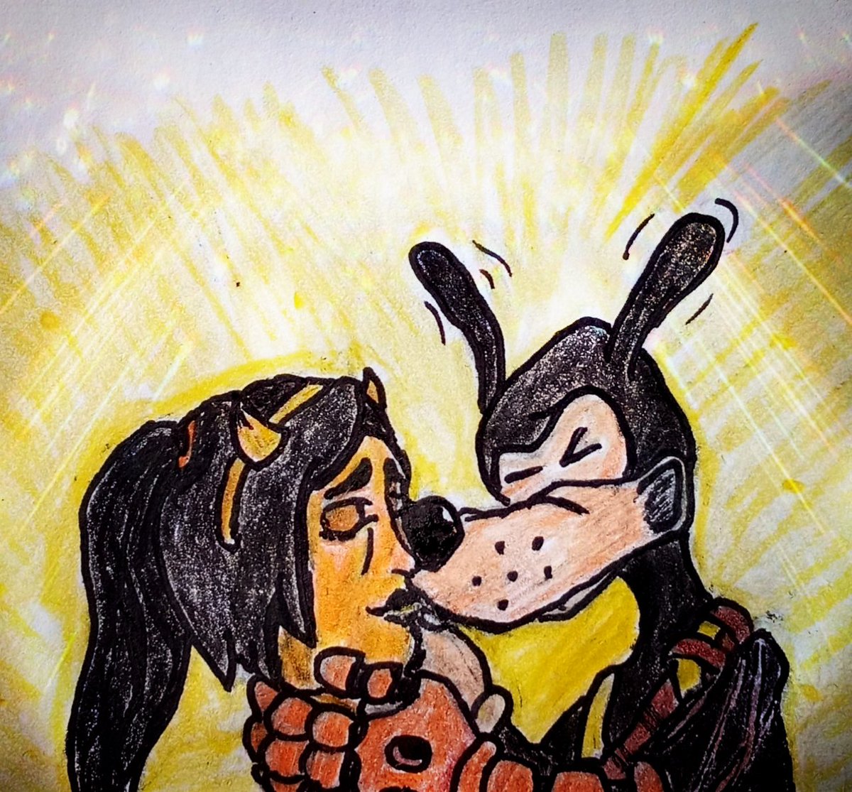 Vi_Winter_Duck's tweet photo. Oh yeah, pride month.. Now before it's over I'm posting something I'm proud of cause it's my first attempt at drawing a kiss. ✨

#Batim
#Bendy_and_the_ink_machine https://t.co/atRfO6IRTE