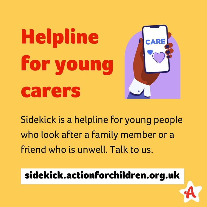Sidekick is a confidential helpline for #YoungCarers in the UK. You can message them at any time, about anything that's bothering you as a young carer.
Find out more 👉 sidekick.actionforchildren.org.uk <a href="/ScoYCSA/">SYCSA</a>