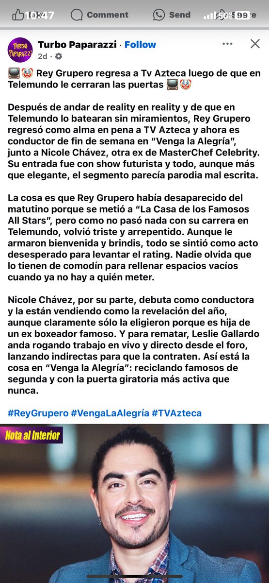 📺🤡 Rey Grupero regresa a Tv Azteca luego de que en Telemundo le cerraran las puertas 📺🤡

Después de andar de reality en reality y de que en Telemundo lo batearan sin miramientos, Rey Grupero regresó como alma en pena a TV Azteca y ahora es conductor de fin de semana en “Venga