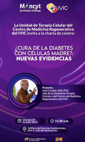 Irainil Marín Bravo (@ira_bravo) on Twitter photo IVIC presenta avances en el uso de células madres en el tratamiento contra la diabetes
El Dr José Cardier, jefe de la Unidad de Terapia Celular, encabezará este viernes una ponencia en relación a los mencionados avances.
<a href="/Gabrielasjr/">Gabriela Jiménez</a>
#CienciaParaLaVida IVIC presenta avances en el uso de células madres en el tratamiento contra la diabetes
El Dr José Cardier, jefe de la Unidad de Terapia Celular, encabezará este viernes una ponencia en relación a los mencionados avances.
<a href="/Gabrielasjr/">Gabriela Jiménez</a>
#CienciaParaLaVida