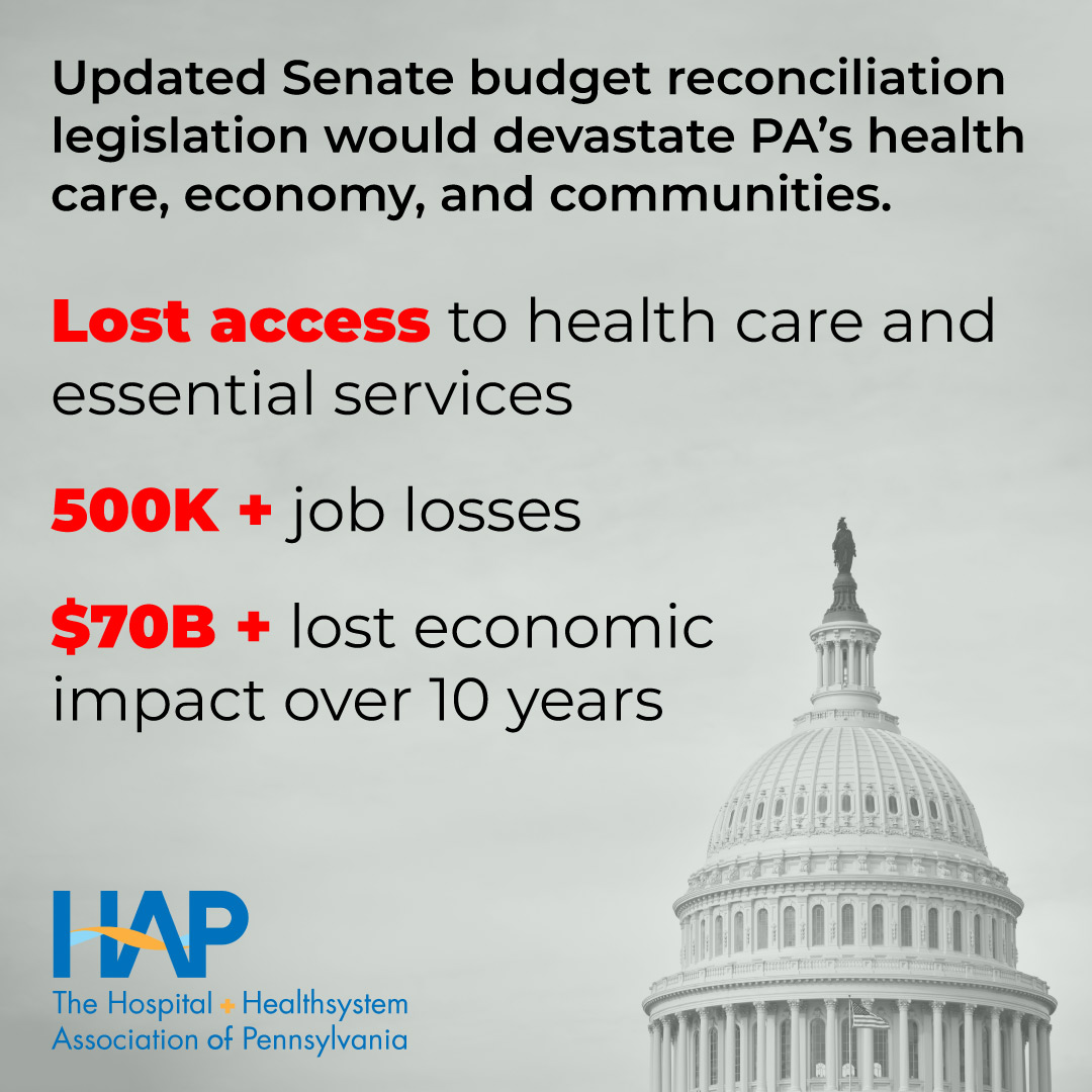 The U.S. Senate has started its "vote-a-rama" on budget reconciliation legislation that will upend health care access in PA, destabilize hospitals and communities, and hurt our economy. We're urging PA's delegation to reject harmful #Medicaid cuts and protect PA's health care.