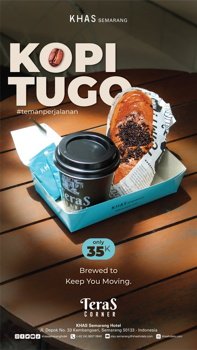 Jadikan pagi hari mu lebih asik dengan segelas kopi dan sweet bread dari Teras Corner KHAS Semarang Hotel
Spesial TemanPerjalanan hanya 35k!