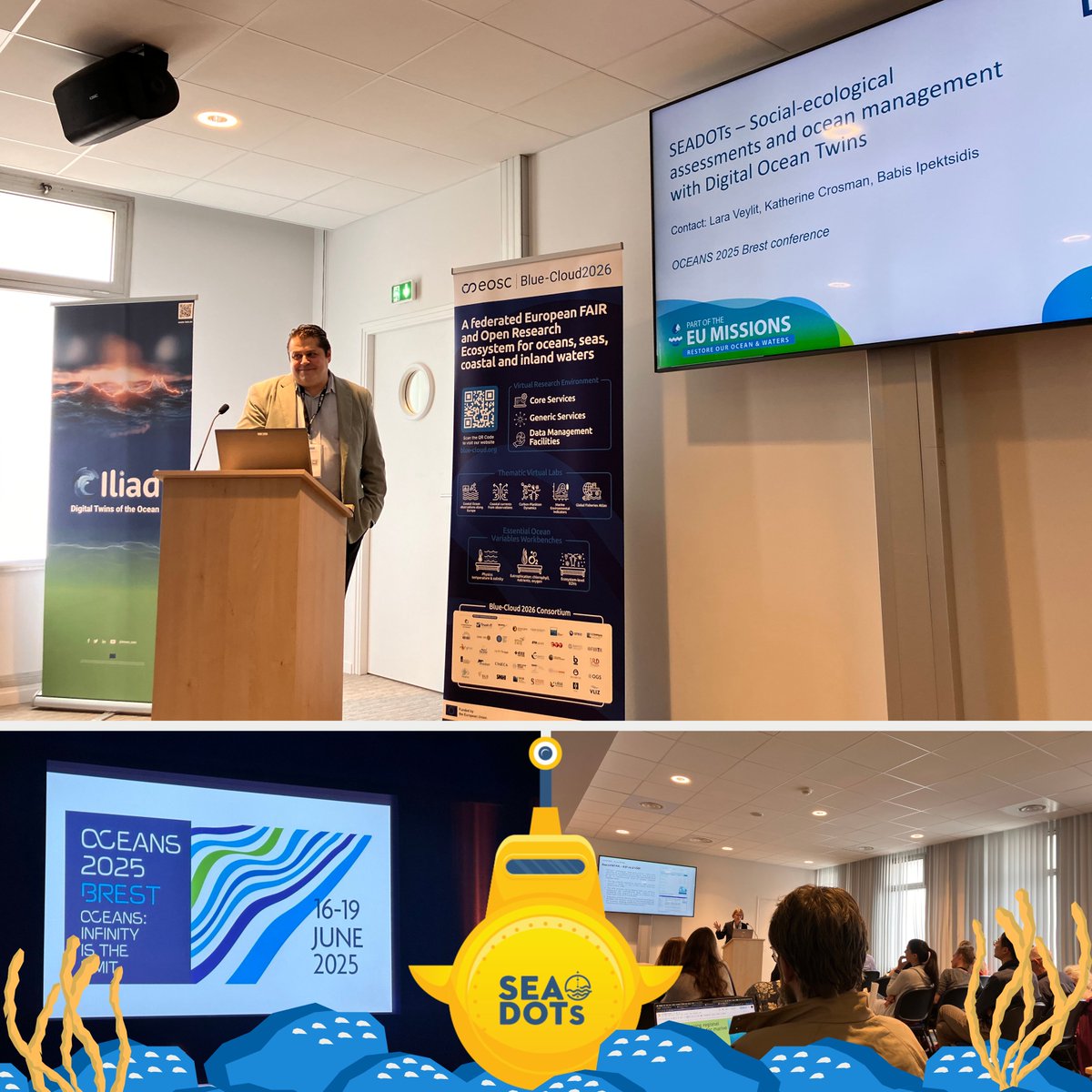 🚀 #SEADOTs joined the Blue-Cloud 2026 Joint Workshop at #OCEANS2025, co-hosted by <a href="/ocean_twin/">Iliad Digital Twins of the Ocean</a> and <a href="/BlueCloudEU/">Blue-Cloud 2026</a>!

Read the entire article here👉 seadots-project.eu/seadots-showca…

#DigitalTwinOcean #OCEANS2025 #BlueCloud2026 #EUProjects #OceanSustainability #SocioEcologicalSystems