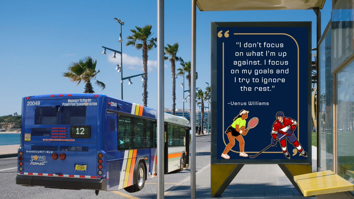 BrowardTransit's tweet image. “I don’t focus on what I’m up against. I focus on my goals and I try to ignore the rest.”   
—Venus Williams

#BCT #MondayMotivation 
#BrowardTransit #PublicTransportation #PublicTransport #PublicTransit #BrowardCountyTransit