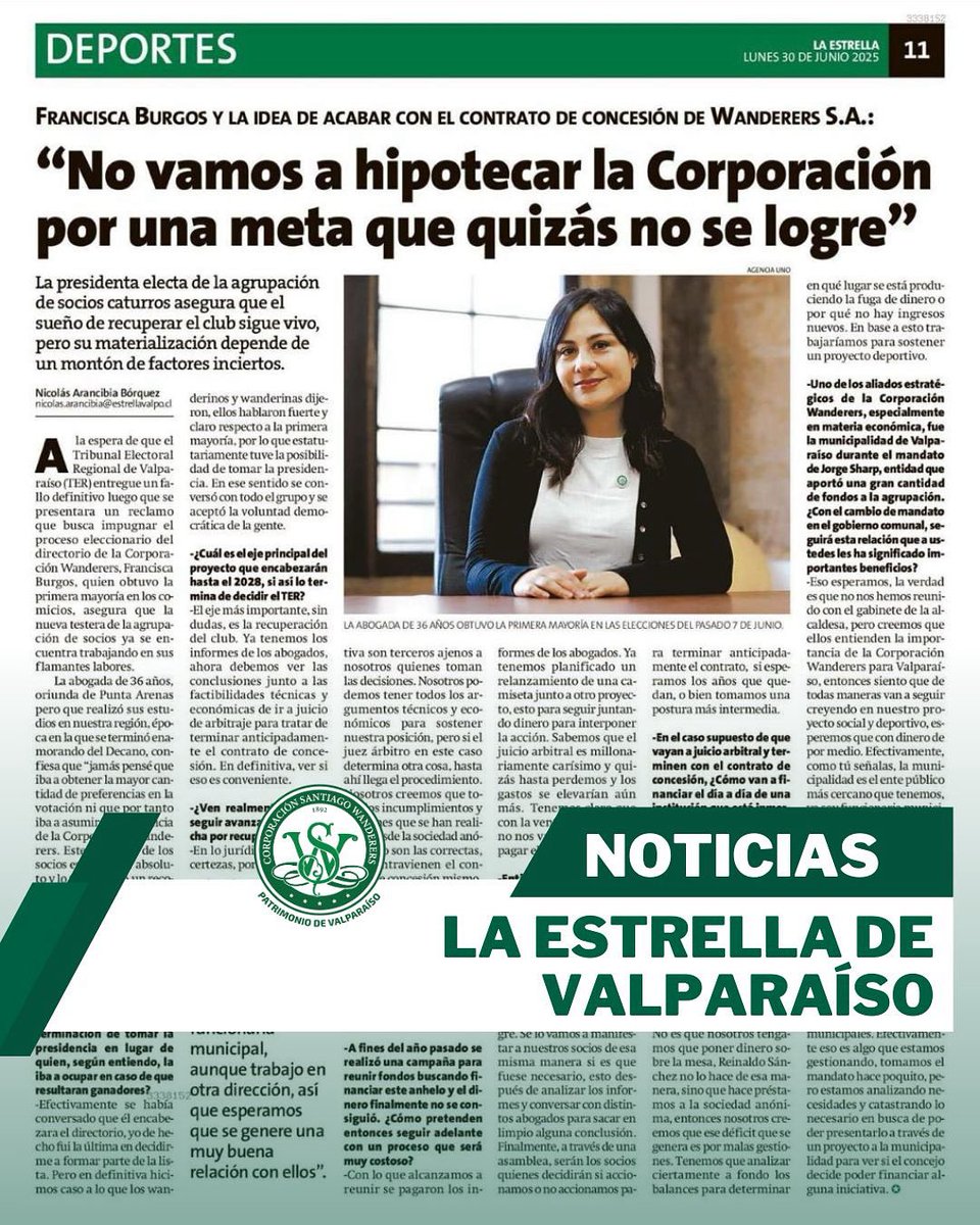 🇳🇬 Hoy en <a href="/laestrellavalpo/">La Estrella de Valpo</a> se publicó una entrevista a la presidenta de nuestra institución, Francisca Burgos.