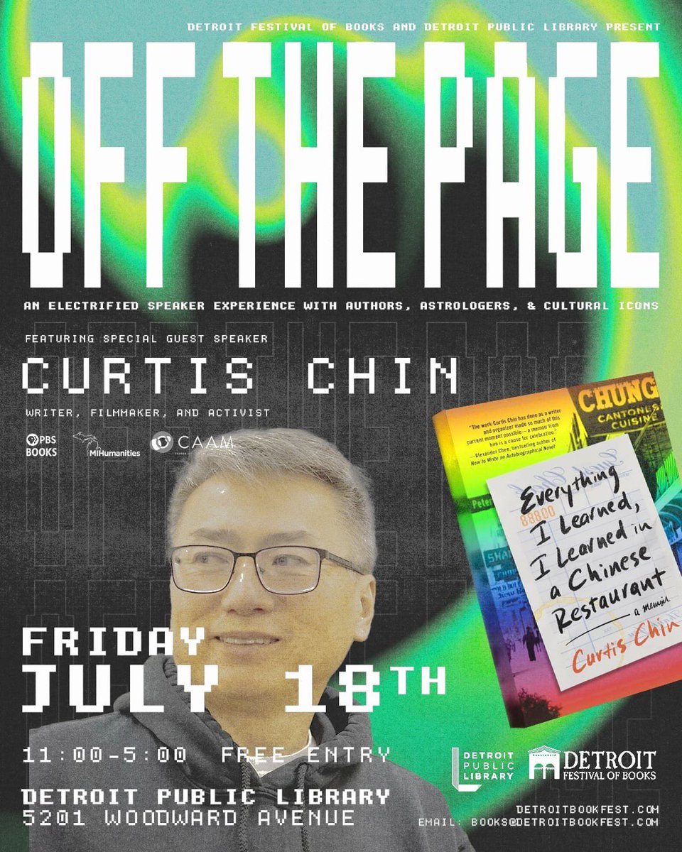Detroit! I'll be back in town from July 17-27 for a bunch of events, including @detbookfest @detroitpubliclibrary <a href="/pbsbooks/">PBS Books</a> @det313chinatownvision <a href="/27thletterbooks/">27thletterbooks</a> and more! Thanks <a href="/mihumanities/">Michigan Humanities</a> for making this happen. Please support the #humanities and the #arts!