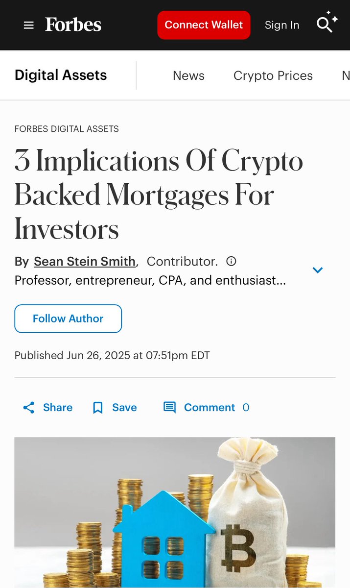 SeanSteinSmith's tweet image. In my latest @ForbesCrypto piece I break down the implications of including #crypto as mortgage collateral - full piece below!
forbes.com/sites/digital-…