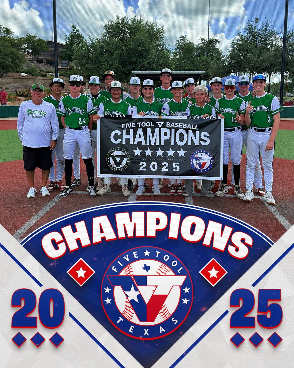 ✭Five Tool Texas✭ (@fivetooltexas) on Twitter photo 🏆CHAMPIONS🏆
Congrats to <a href="/ActionBaseball/">Action Baseball Club</a> 15U White on winning the championship of the <a href="/FiveTool/">Five Tool Baseball</a> Texas 15U State Championship.
#WatchEm 🏆CHAMPIONS🏆
Congrats to <a href="/ActionBaseball/">Action Baseball Club</a> 15U White on winning the championship of the <a href="/FiveTool/">Five Tool Baseball</a> Texas 15U State Championship.
#WatchEm