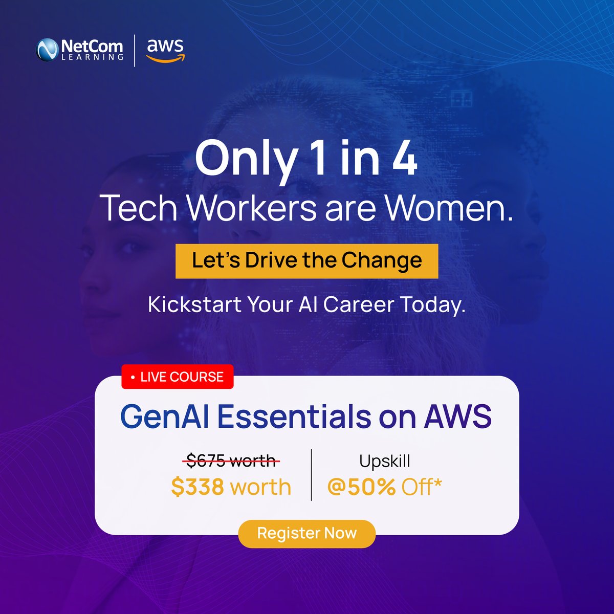 We’re empowering all #WomenInTech to drive this GenAI-led revolution via strategic growth and upskilling opportunities with our beginner-friendly GenAI Essentials on AWS course.

Register Now: shorturl.at/avVBW

#GenAI #CloudTraining #PromtEngineering #AWS #NetComLearning