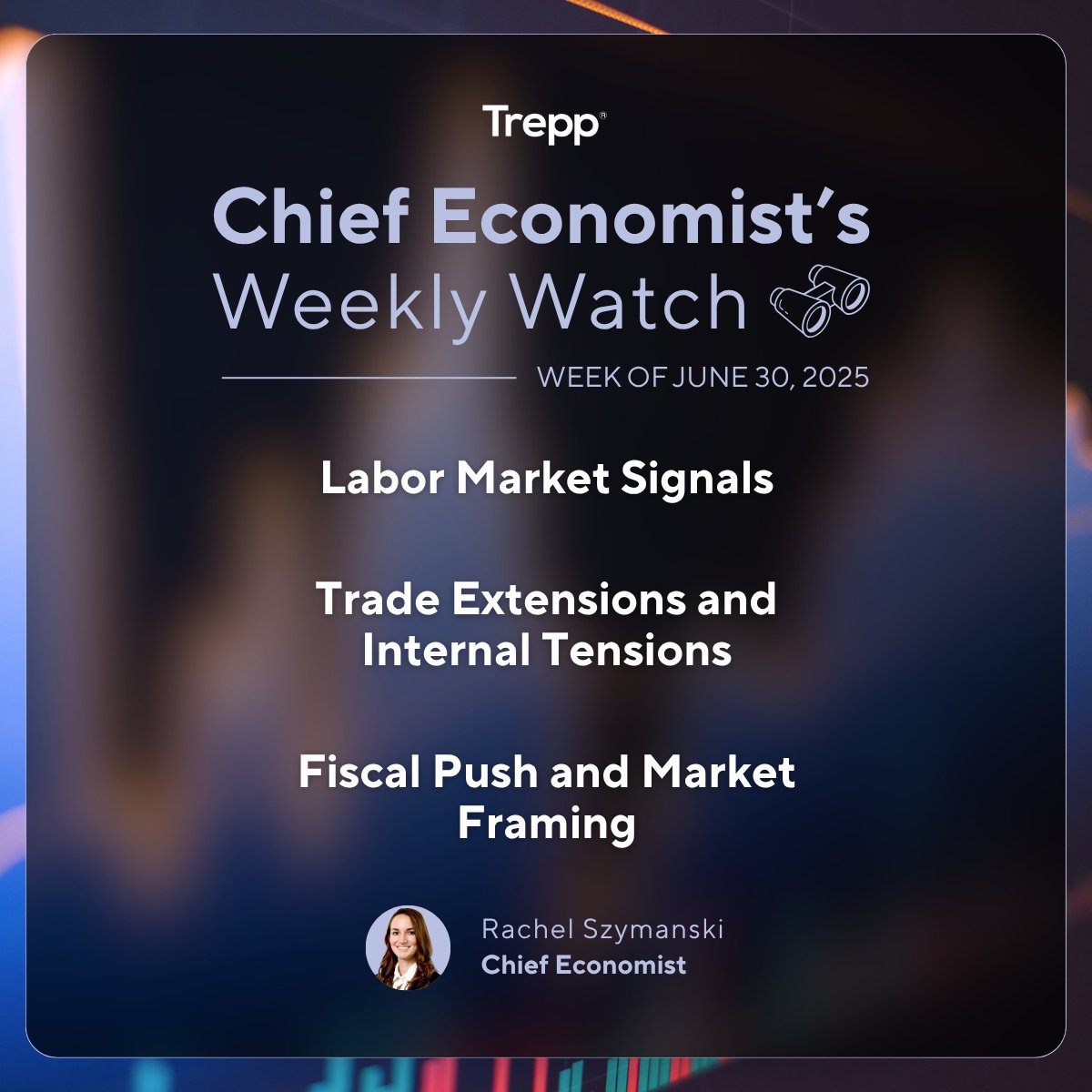 On our Chief Economist's Weekly Watch: Markets rallied last week on soft inflation data and dovish Fed signals. 

This week, we're monitoring 1) labor market dynamics that could influence Fed policy, 2) trade extension uncertainties around the July 9 tariff expiration, and 3)