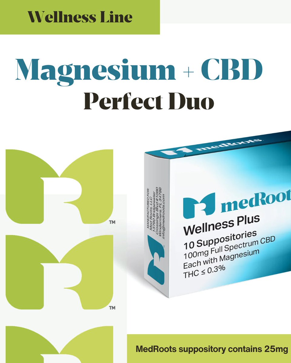 PrintingPrecise's tweet image. Magnesium + CBD = a duo worth knowing. Each MedRoots suppository contains 25mg of magnesium for added balance and support.

Gentle. Natural. Backed by science. Find out more why we love magnesium and CBD here »» medroots.com/blogs/news/the…