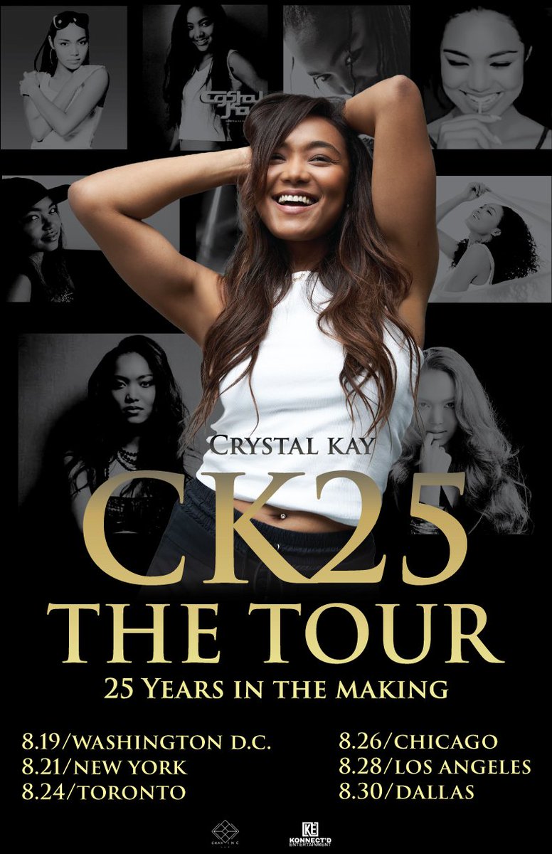 KonnectdEnt's tweet image. It’s official.✨ Crystal Kay is coming to North America to celebrate 25 years of music, love, and legacy.
Catch her live in DC, NYC, TORONTO, CHICAGO, LA, and DALLAS.This is your moment to experience the voice that defined a generation.
🎟️ Tickets on sale Thursday 7/3 at 6PM…