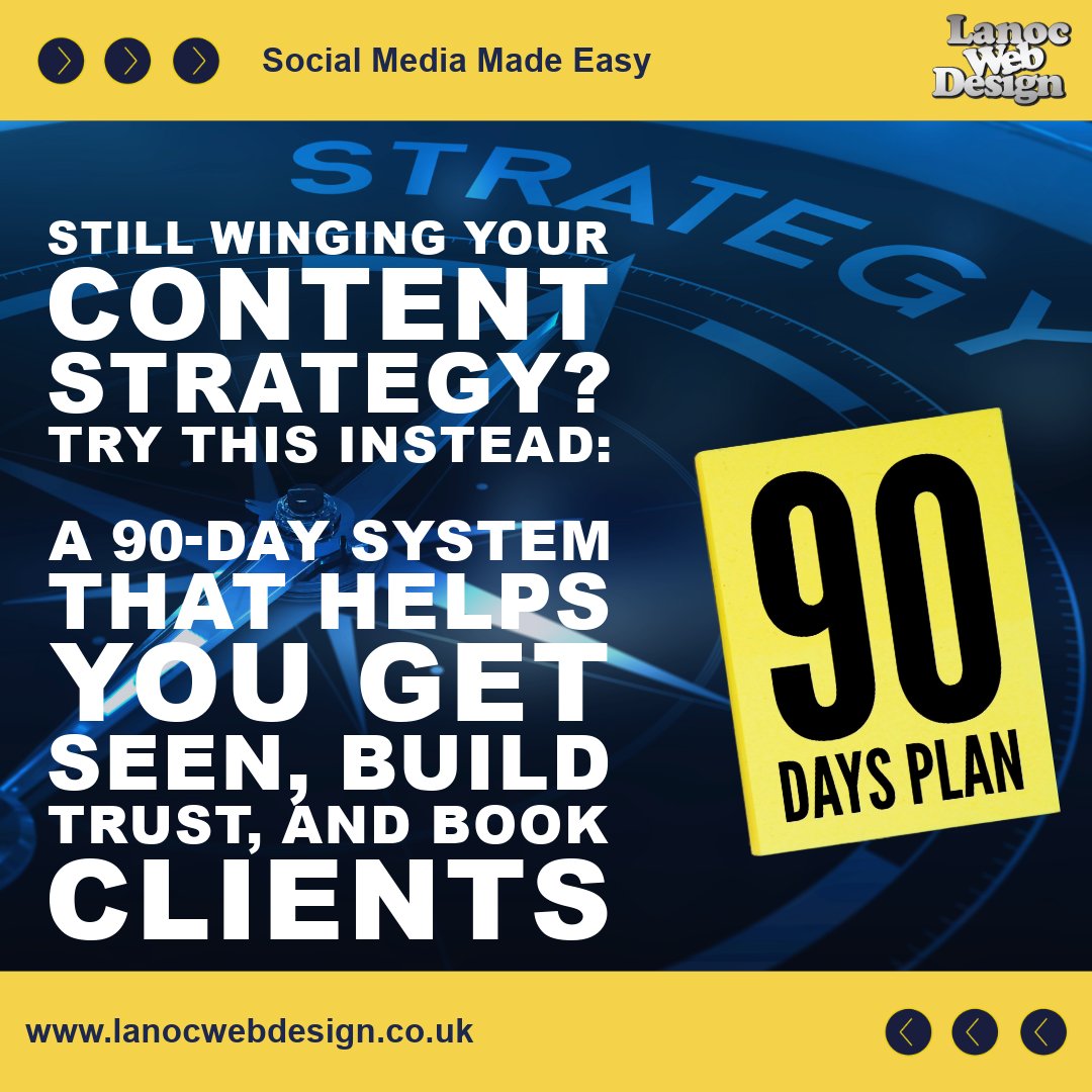 LanocWebDesign's tweet image. Tired of guessing what to post?
Use this 90-day strategy to grow your business online - without daily burnout.

✨ Details here → lanocwebdesign.co.uk/blog/2579543_9…

#ContentStrategy #90DayPlan #SocialMediaGrowth #SmallBusinessTips #SocialSelling #MarketingStrategy