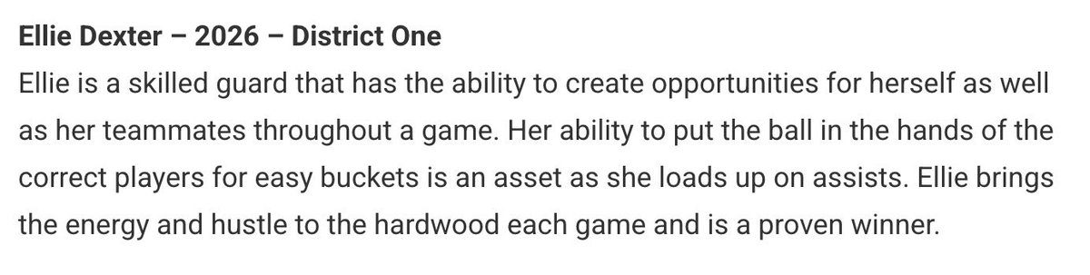 Ellen (Ellie) Dexter (@ellie_dexter1) on Twitter photo Thank you <a href="/JrAllStarBB/">Jr. All-Star Girls Basketball</a> for the write up! <a href="/DistrictOneBA/">District One Basketball Academy ๐</a> Thank you <a href="/JrAllStarBB/">Jr. All-Star Girls Basketball</a> for the write up! <a href="/DistrictOneBA/">District One Basketball Academy ๐</a>