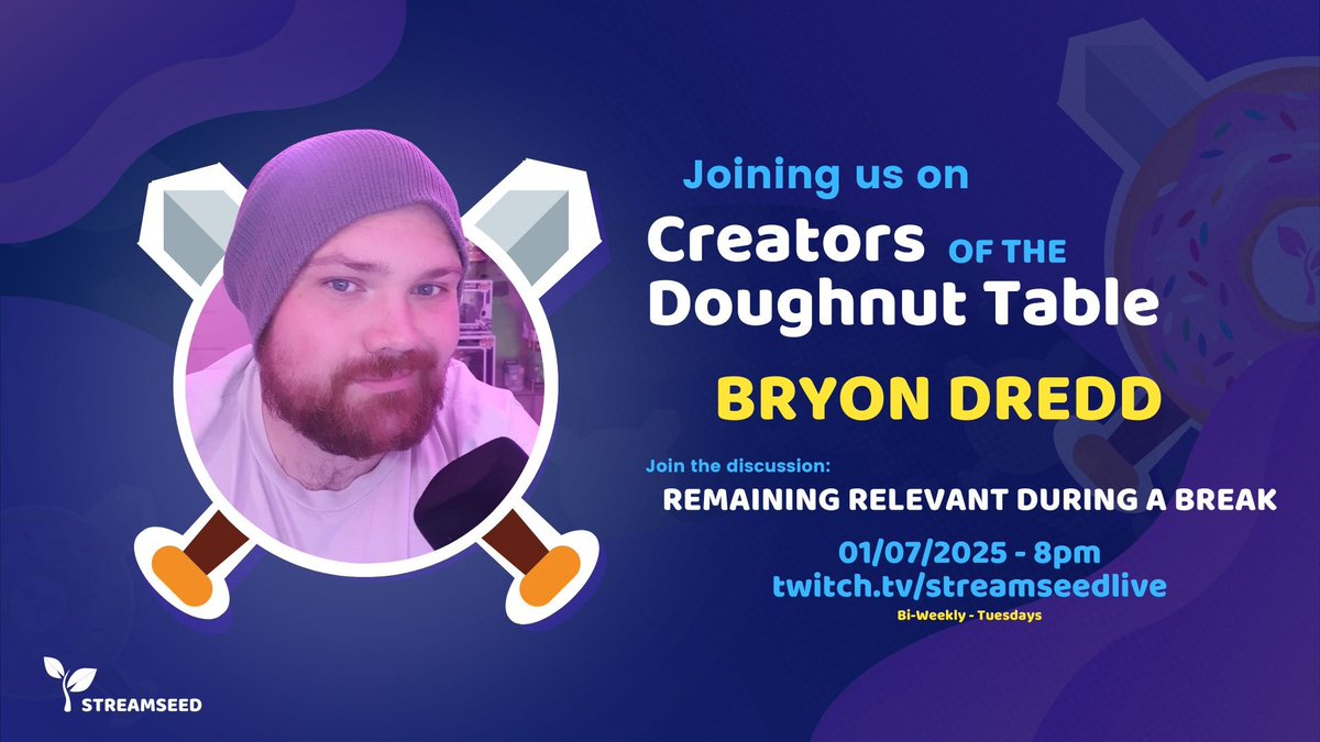 StreamseedGG's tweet image. We know it's a bit warm at the moment creators, but come tomorrow, you can cool off on ice cold takes about staying relevant 🥶
That's right, it's almost time for our next Creators of the Doughnut Table! 🥳 The topic: Remaining Relevant During a Break ⚔️🍩
Your knights:
⚔️ Host…