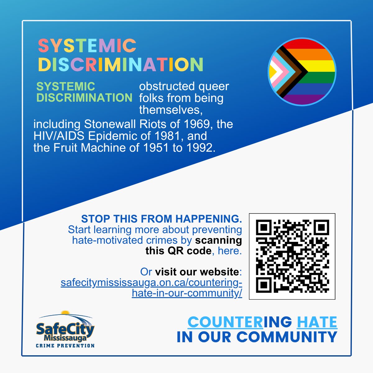 Hate impacts everybody--no matter who you are. Be part of the solution by taking the Countering Hate in Our Community Training to learn about hate crimes, hate-based trends, and countering hate!

Start by clicking this link: safecitymississauga.on.ca/countering-hat…