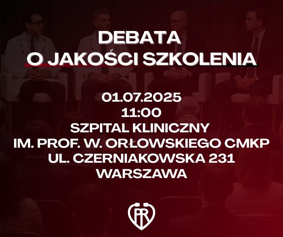 Jutro (1 lipca) o 11:00 odbędzie się debata "Jakość kształcenia specjalizacyjnego lekarzy inwestycją w bezpieczeństwo pacjentów. Oczekiwania i wyzwania”. Będzie miała miejsce w Samodzielnym Publicznym Szpitalu Klinicznym im. prof. W. Orłowskiego Centrum Medycznego Kształcenia