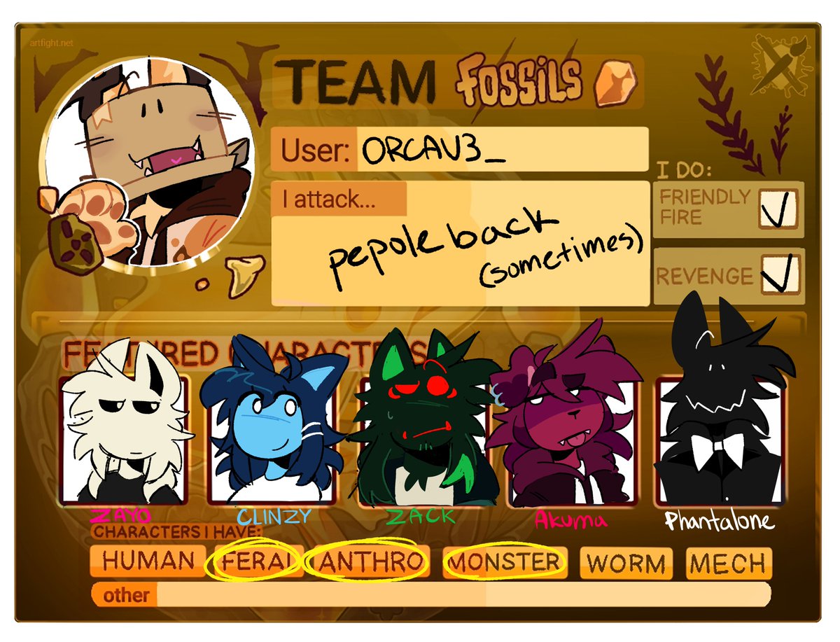 orcaV3_'s tweet image. Hi guys im done heres my artfight pls attack me i need art
artfight.net/~OrcaV3_