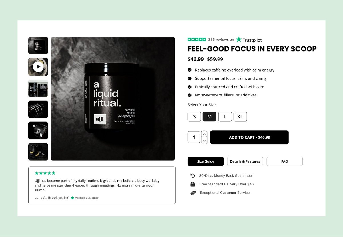 Nwokejose's tweet image. Check out this buybox i designed in @figma 
Dm me for your Landing page designs 
#SkincareEssentials #DTC #ecommercedesign #CRO #LandingPage #figma
