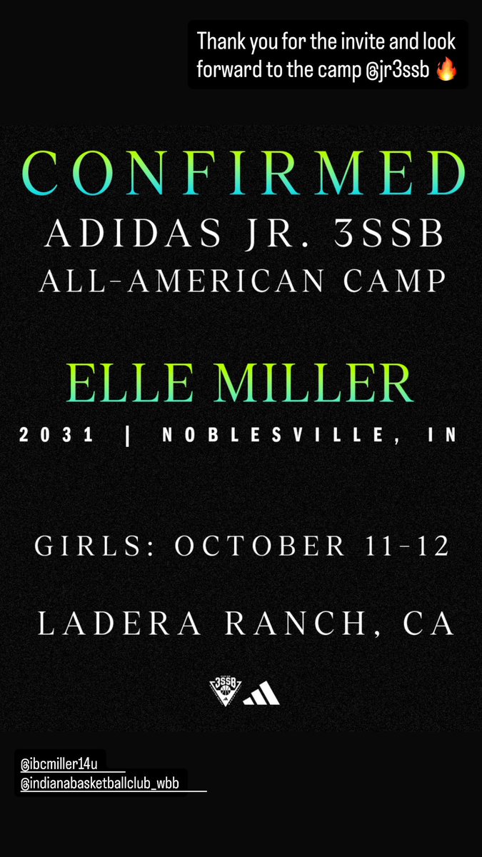 Elle Miller (@ellemiller2031) on Twitter photo Thank you for the invite and look forward to the camp <a href="/Jr3SSB/">Jr 3SSB</a> 🔥
<a href="/IBC14uMiller/">Indiana Basketball Club Jr 3SSB 14U Miller</a>
<a href="/IBCWBB/">Indiana Basketball Club</a> Thank you for the invite and look forward to the camp <a href="/Jr3SSB/">Jr 3SSB</a> 🔥
<a href="/IBC14uMiller/">Indiana Basketball Club Jr 3SSB 14U Miller</a>
<a href="/IBCWBB/">Indiana Basketball Club</a>