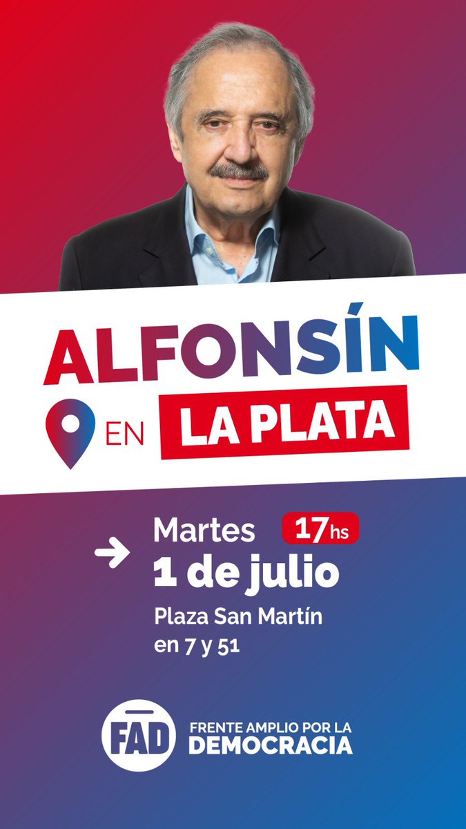 Mañana te esperamos en La Plata, plaza San Martín en 7 y 51 junto a <a href="/RICALFONSIN/">Ricardo Alfonsín</a> <a href="/silvia_saravia/">Silvia Saravia</a> y <a href="/MartinCanay/">Martin Canay</a>