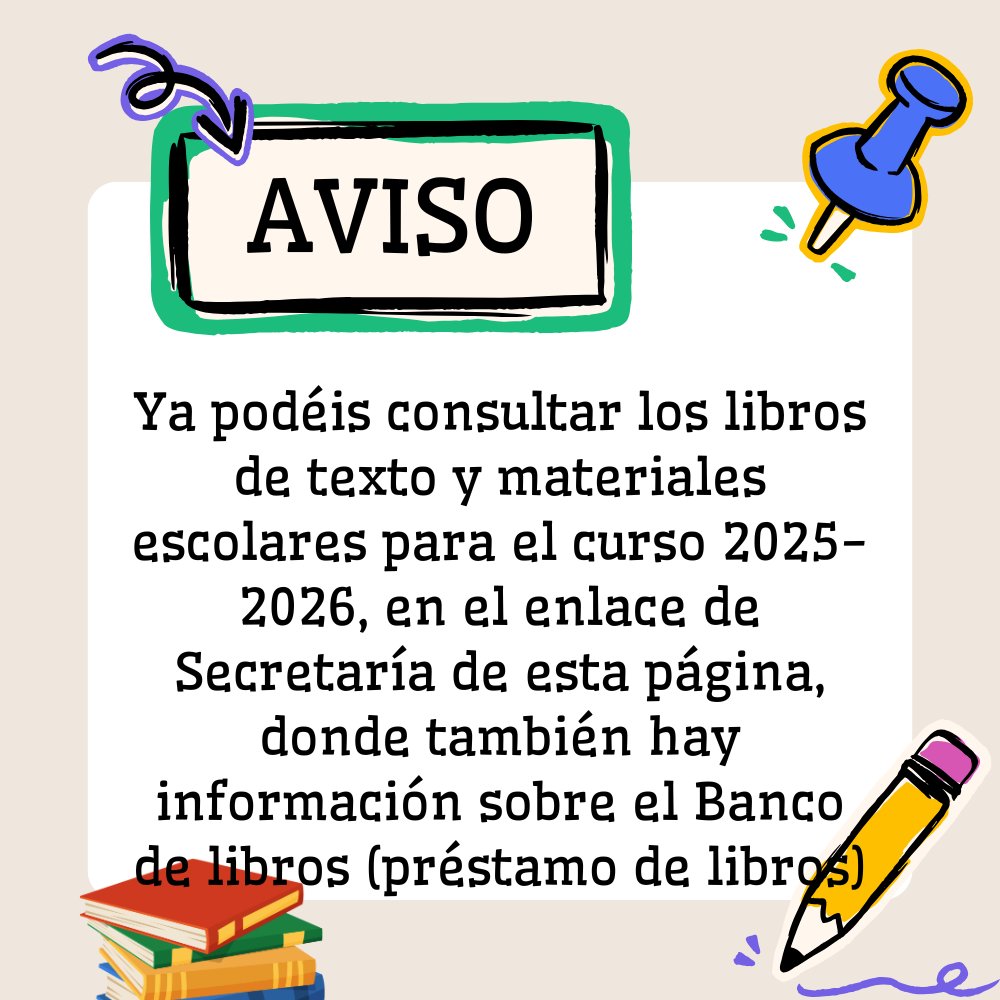 Aquí tenéis la información:
iesyunquera.com/secretaria/lib…
y
iesyunquera.com/secretaria/pre…