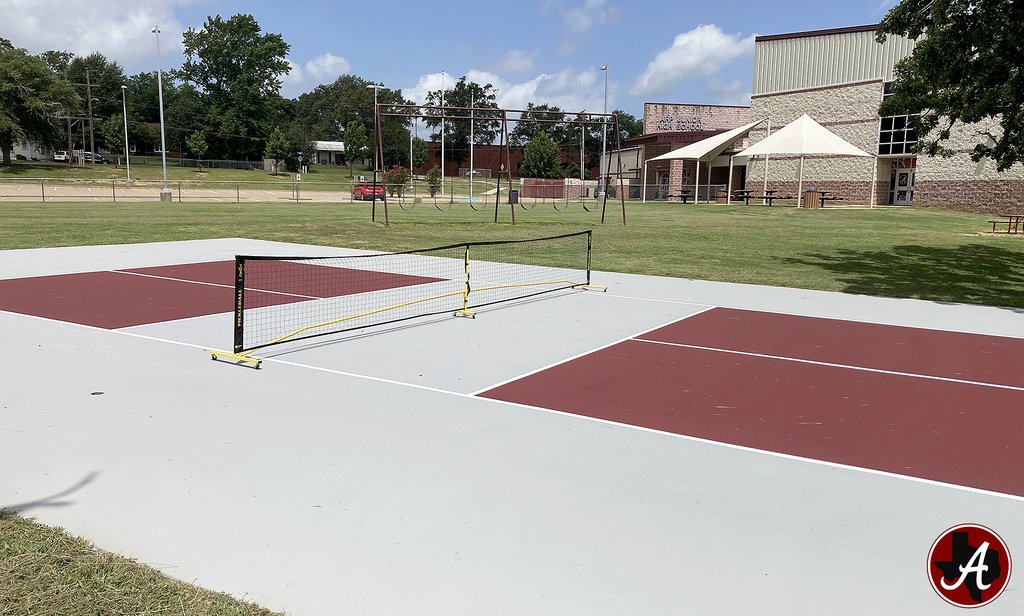 PICKLEBALL ANYONE?  Come on out and play! Our brand new pickleball court at Arp Jr. High is now ready and open to the public. Open anytime during summer, and outside regular school hours during the school year.
Disc golf course at Arp H.S. opens sometime in the next few weeks.