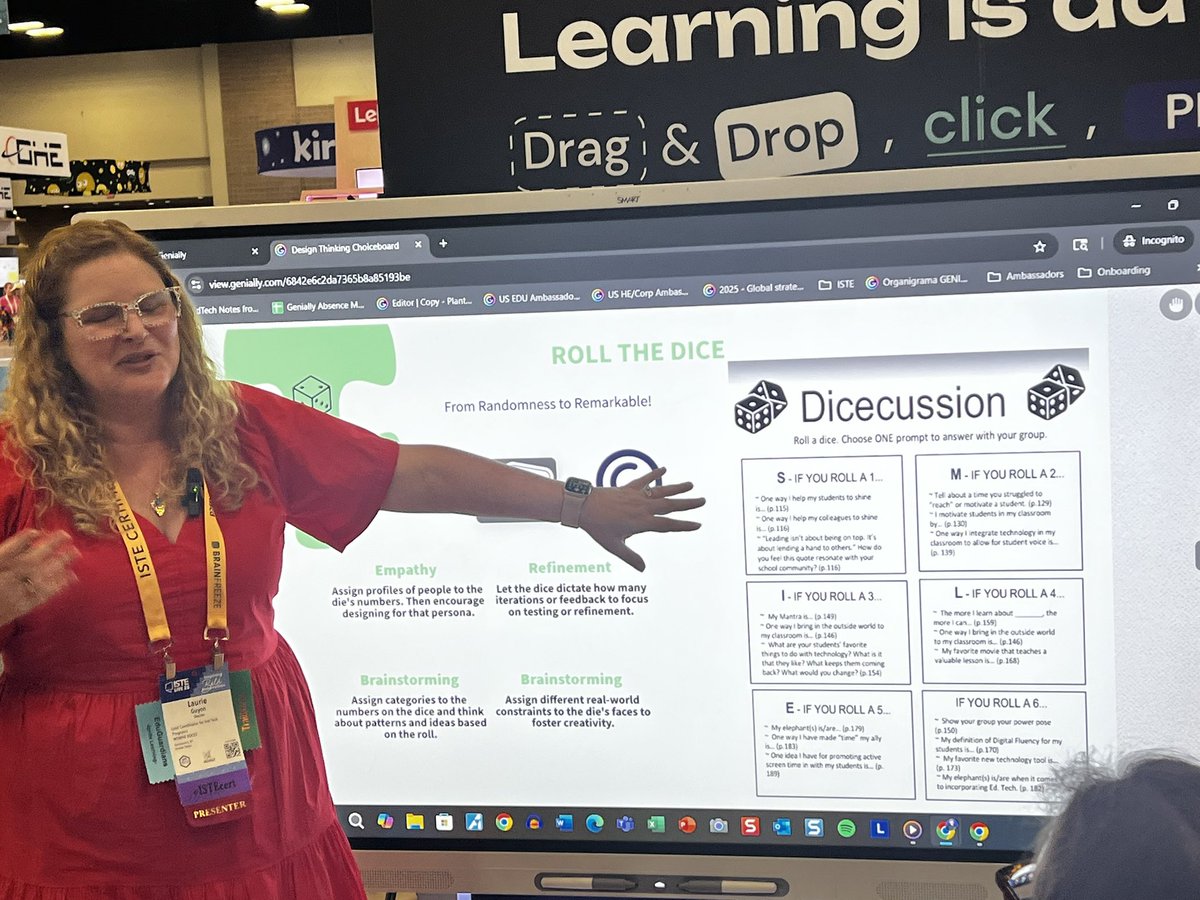 tcconley29's tweet photo. @Cory_Widener look at Laurie sharing your #Dicecussion #iste25!! @genially @SMILELearning @ItcGeeks #istecerr #getteched #MIEExpert https://t.co/BInYsgHN9y