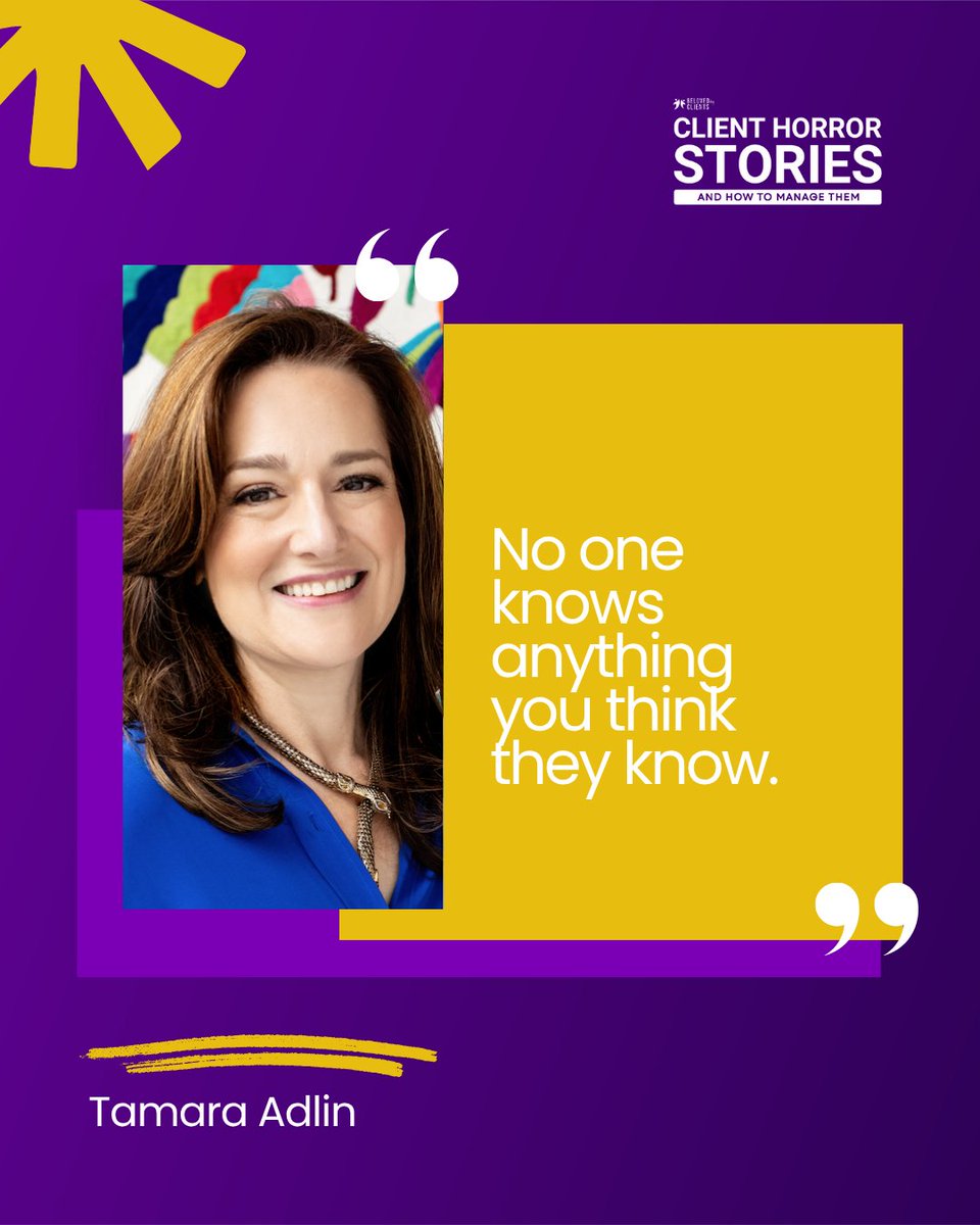 Client Horror Stories (@clienthorrors) on Twitter photo 🎙 An amazing quote from an amazing guest!
🎙 Be inspired by one of our latest episode's guest "That time when an expert is brought in to build something complicated only to be questioned every step… (with <a href="/tamaraadlin/">Tamara Adlin</a>)"
#clientmanagement #clienthorrorstories #podcaster 🎙 An amazing quote from an amazing guest!
🎙 Be inspired by one of our latest episode's guest "That time when an expert is brought in to build something complicated only to be questioned every step… (with <a href="/tamaraadlin/">Tamara Adlin</a>)"
#clientmanagement #clienthorrorstories #podcaster