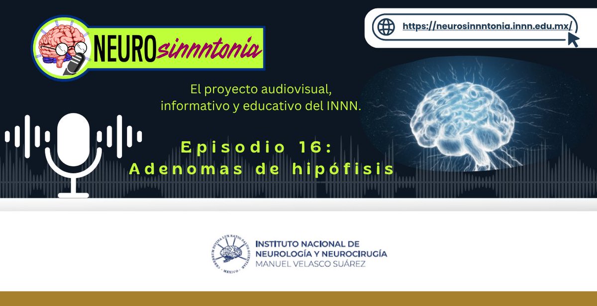 Te compartimos el Episodio 16 de NeurosINNNtonía: Adenomas de hipófisis
🔗neurosinnntonia.innn.edu.mx/2024/03/05/epi…

👩‍💻👨‍💻Aquí encontrarás desde contenidos médicos especializados hasta lecciones cautivadoras.

Te invitamos a formar parte de esta experiencia educativa única.