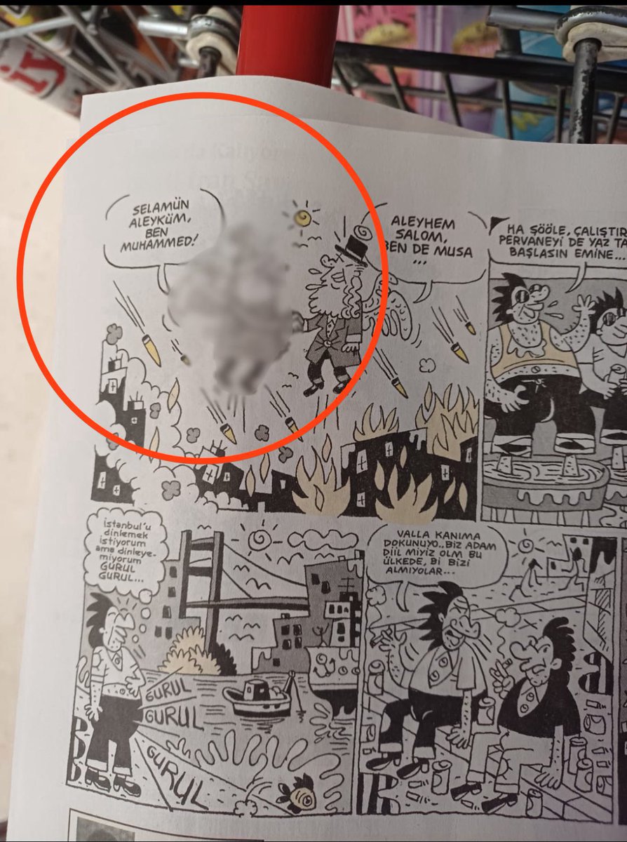 “Ebu Leheb öldü” diyorlar. 
Ebû Leheb ölmedi, yâ Muhammed 
Ebû Cehil kıt’alar dolaşıyor!

Bu paçavra dergi kapatılsın ve bu alcaklığa meydan veren yetkililer yargılansın.  

Açık provakasyon kokan bu alçaklık basın özgürlüğü ile açıklanamaz.
#LemanHaddiniBil