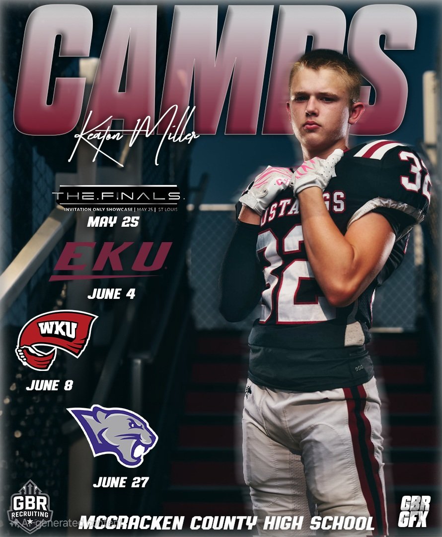 Keaton Miller (@keatonm2028) on Twitter photo First half of the summer camp season is complete! Hoping to add a few more in July! 🏈🏈🏈
<a href="/bam_coach78/">Coach Bam</a> <a href="/McCrackenStangs/">McCracken County Football</a> <a href="/coachstarks25/">Coach Matt Starks</a> <a href="/gbrgfx/">GBRGFX</a> First half of the summer camp season is complete! Hoping to add a few more in July! 🏈🏈🏈
<a href="/bam_coach78/">Coach Bam</a> <a href="/McCrackenStangs/">McCracken County Football</a> <a href="/coachstarks25/">Coach Matt Starks</a> <a href="/gbrgfx/">GBRGFX</a>