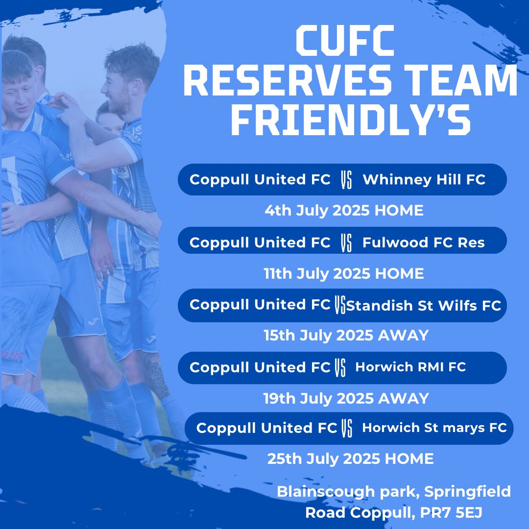 FOOTBALL IS BACK ! The wait is over ⚽️

Our first and reserve’s teams both have busy Julys as they get ready for to kick off the new 25/26 season ⚽️ with the below fantastic friendly’s line up! 

We are all excited to see everyone down supporting our brilliant teams!
#endeavour