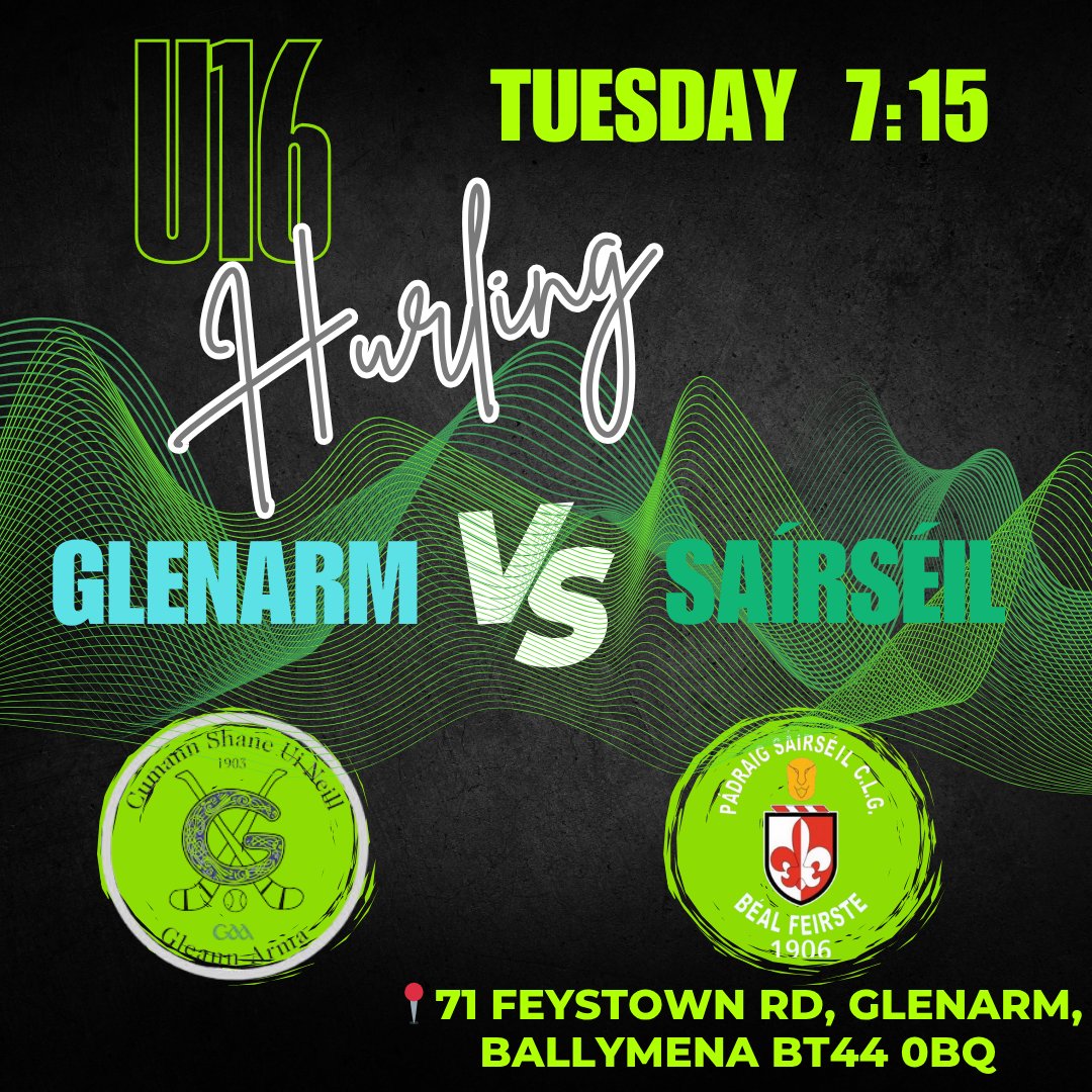 U 16 away to Glenarm Tuesday night good luck lads 💚🖤💪🔥🥎
