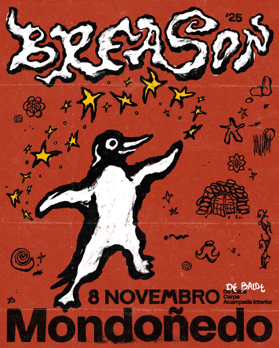 festivalbreason's tweet photo. Volve o Brea para facer máis levadeira esta resaca emocional que nos deixou o @festivalrumboiaviva 🤍🐧 
 
🎨 Nova imaxe da man de @brandonpieces https://t.co/9xnr8GFCmb