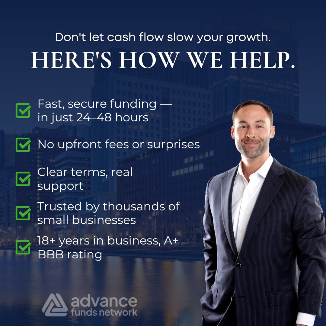 AdvanceFunds's tweet image. Cash flow shouldn&apos;t hold you back. 💸
We&apos;re here to fuel your growth — fast.

✅ Funding in 24–48 hrs
✅No upfront fees
✅ Real support from a team that gets it

#SmallBusinessSupport #BusinessFunding #CashFlowSolutions
