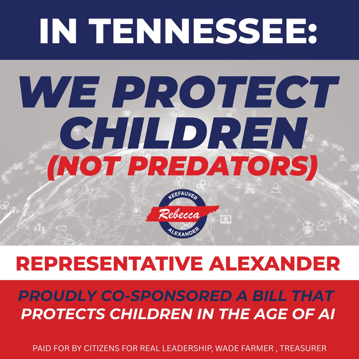 RepAlexander7's tweet image. In Tennessee, we understand that the safety of children comes first which is why we created laws that:
✅ Stop AI generated child pornography
✅ Protect children in custody cases
✅ Increase penalties for child abuse