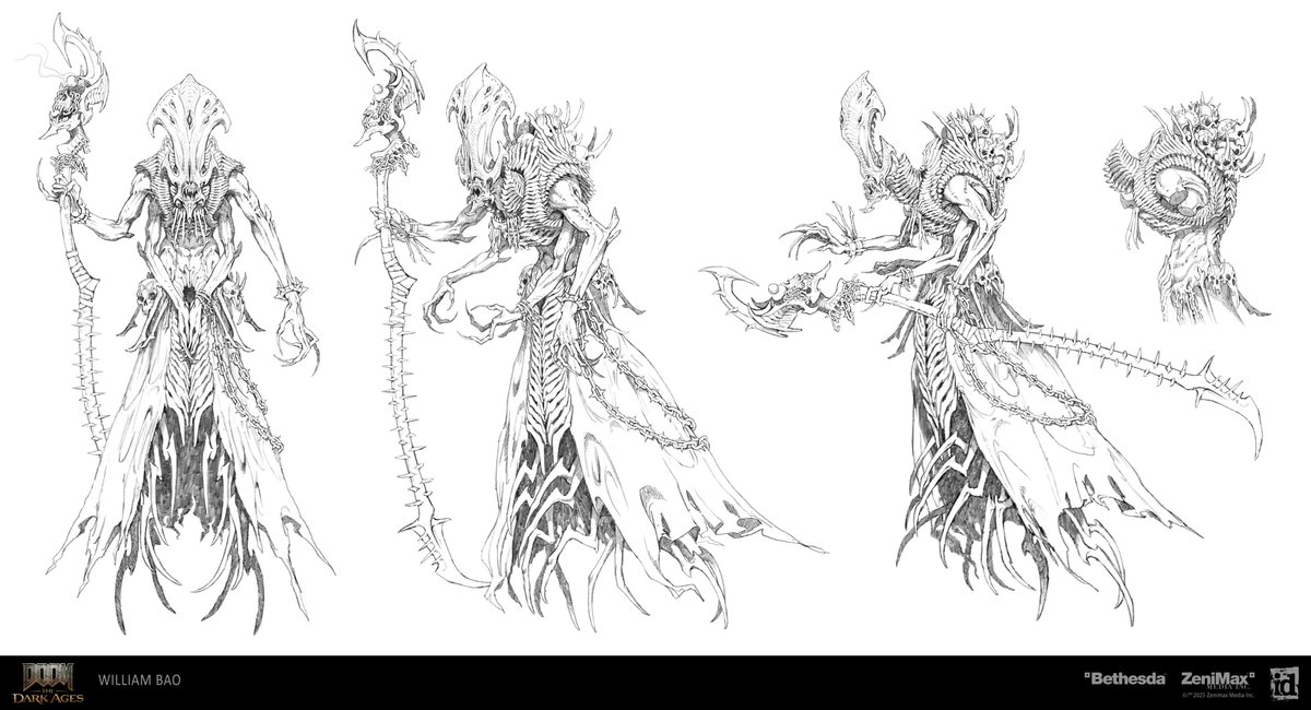 The wizard was one of the first demon I concepted when I joined id Software in the early phase of DOOM: The Dark Ages' dev cycle. Traces of him can still be found in the game for those with keen sharp eyes.