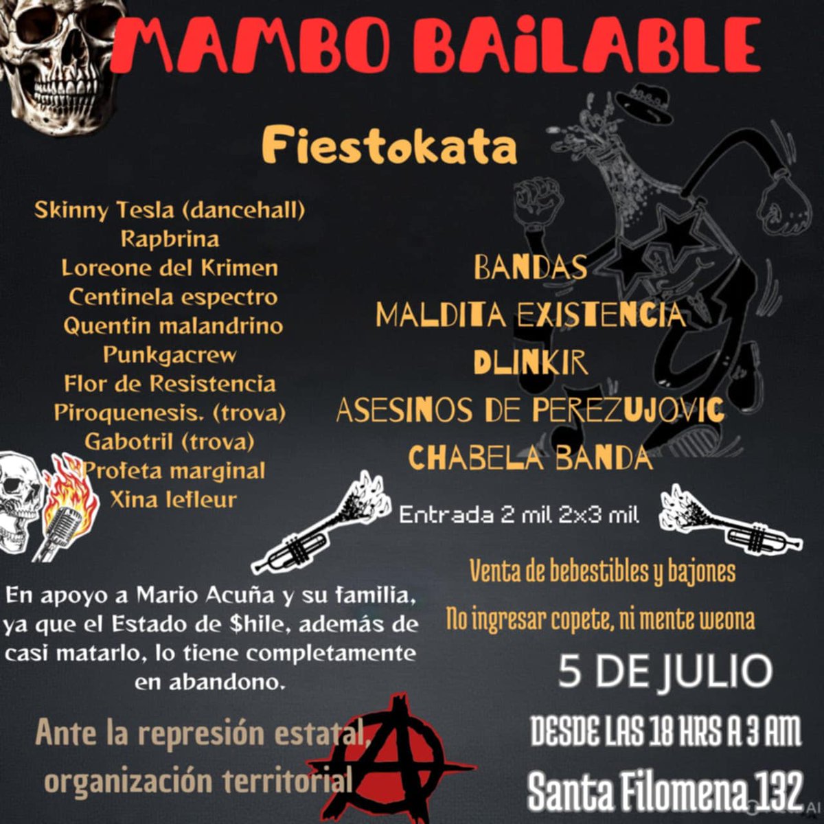 buenas tardes los dejo cordialmente invitados al mambo bailable a beneficio de mario acuña martinez los esperamos que tengan un bonito inicio de semana