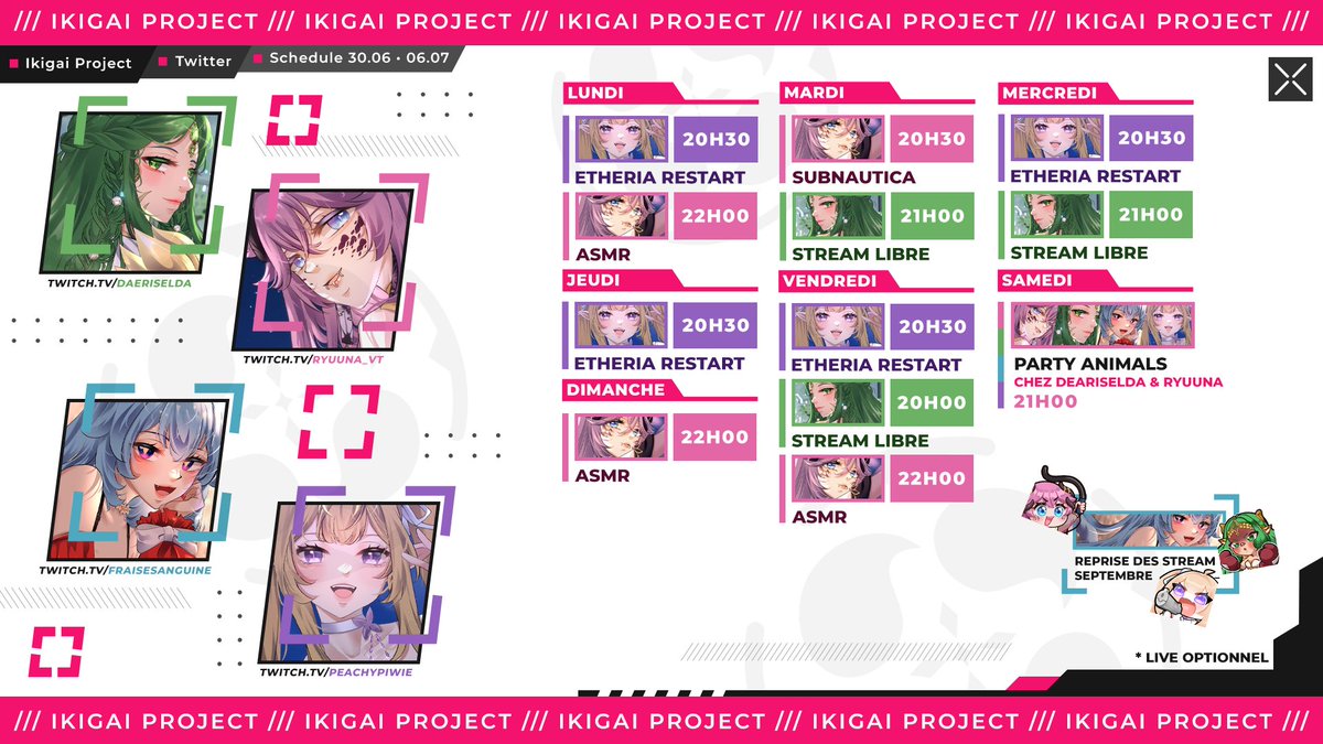 Ikigaiproject_'s tweet image. ☀️Avec la canicule présente, vous profiterez bien de la fraicheur de @Daeriselda, de l'énergie de @PeachyPiwie et de la douceur de @Ryuuuna_vt ?! 💕
Ne loupez pas la collab Ikigai, sur Peak, Samedi à 21H chez Dae et Ryuu 🏔️
En attendant, prenez soin de vous et hydratez-vous 🌊
