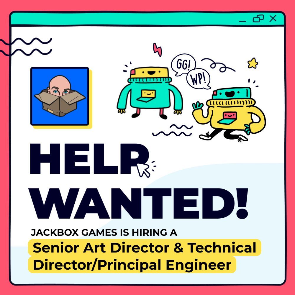 Work With Indies โค๏ธ๐๐ (@workwithindies) on Twitter photo Jackbox Games is hiring a Technical Director/Principal Engineer and a Senior Art Director to shape the future of Trivia Murder Party 3 and future party games!
๐ Remote, Full Time (๐บ๐ธ)
๐น๏ธ Made in Unreal Engine
Work with <a href="/jackboxgames/">Jackbox Games</a> and apply: workwithindies.com/work-with/jackโฆ Jackbox Games is hiring a Technical Director/Principal Engineer and a Senior Art Director to shape the future of Trivia Murder Party 3 and future party games!
๐ Remote, Full Time (๐บ๐ธ)
๐น๏ธ Made in Unreal Engine
Work with <a href="/jackboxgames/">Jackbox Games</a> and apply: workwithindies.com/work-with/jackโฆ