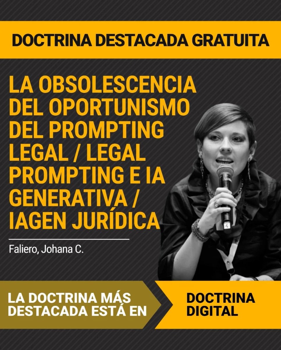 💥NOVEDAD💥
⚖Salió publicado mi nuevo artículo de #DOCTRINA en <a href="/Rubinzal/">Rubinzal Culzoni</a>:
📝La #obsolescencia del #oportunismo del #PromptingLegal / #LegalPrompting e #IAGenerativa / #IAGenJurídica
✒Dra. PhD Johanna C. FALIERO