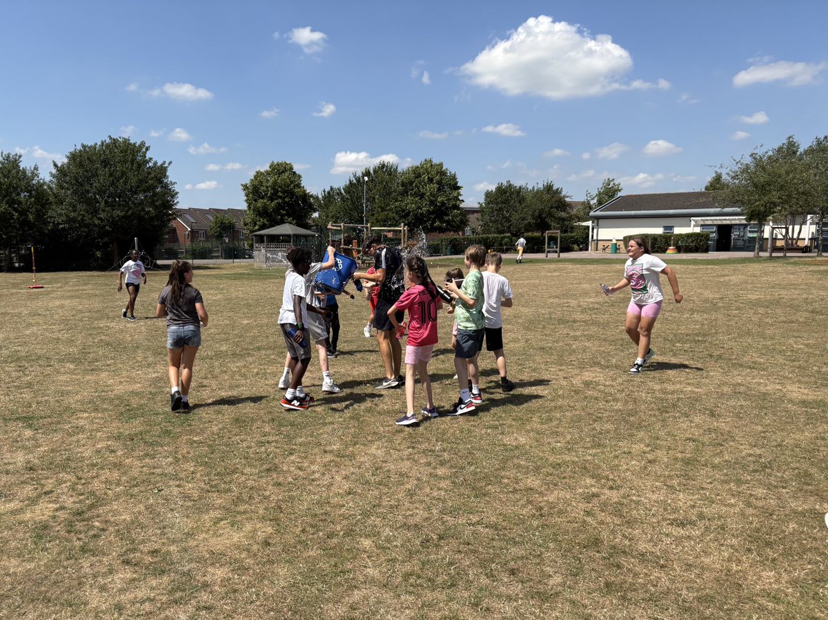We love working with HS Sports for many reasons… one being that they’re always up for some fun! Here’s Coach Noah taking a soaking at the end of our Y6’s water game! 💦 A great way to cool down in today’s heatwave! ☀️ <a href="/MoredonPrimary/">Moredon Primary</a>