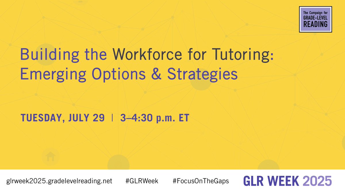 readingby3rd's tweet image. #GLRWeek 2025 will spotlight new strategies for expanding the tutoring workforce! 7/29 at 3pm ET, join @readingby3rd, @Accelerate_US, @NSSAccelerator, @deansforimpact, @PS_Success, @corps_nj UChicago's Ed Lab + Overdeck Family Foundation to learn more REG: bit.ly/44yT04C