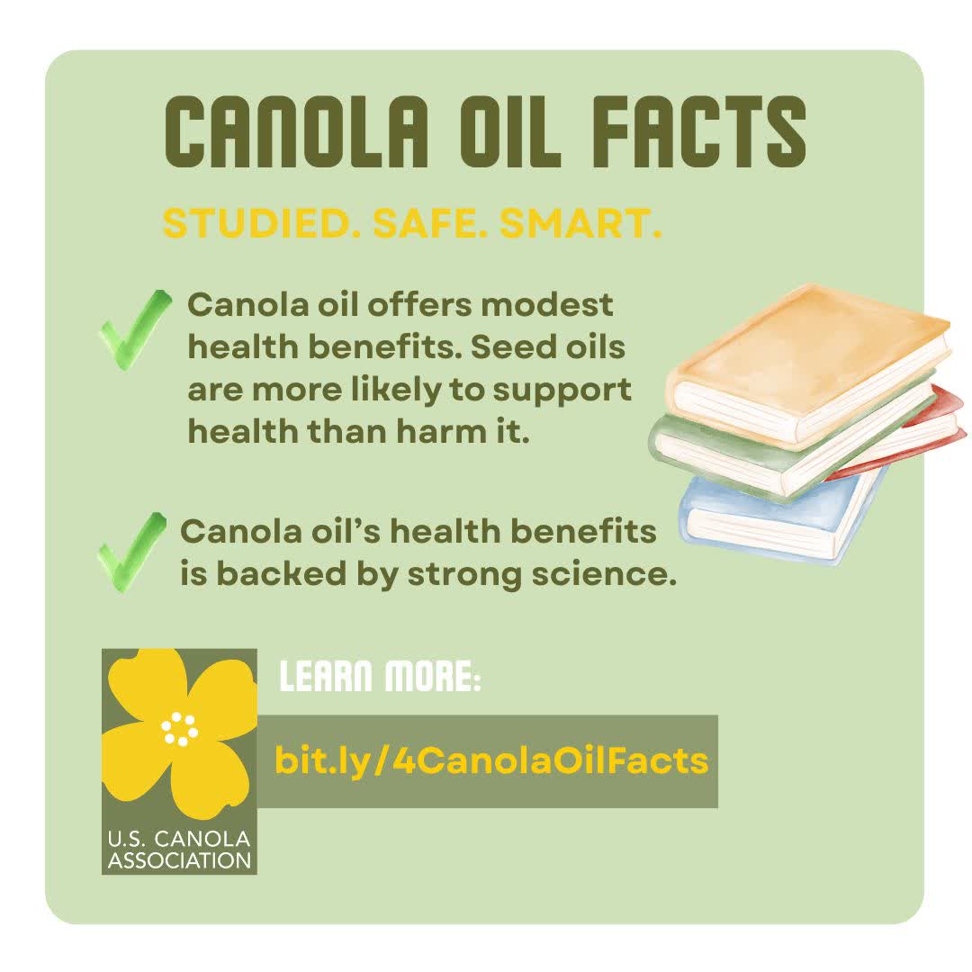 📚 Studied. Safe. Smart. The Washington Post &amp; multiple studies agree:
✅ Canola &amp; other seed oils offer real health benefits
🚫 No link to inflammation or disease.

Myths spread fast. Science stands strong.
🔗 bit.ly/4CanolaOilFacts