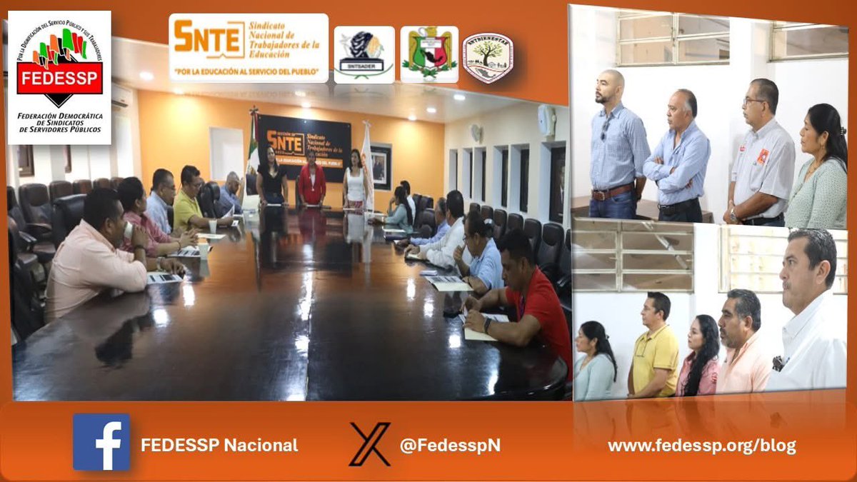 #ReunionDeTrabajo
Los Secretarios Generales de los Sindicatos Federados y la representación de 
@Seccion29SNTE, asisten a la Inauguración de Oficinas @FEDESSPTAB69358 
<a href="/agusaviles1/">Agustín Avilés</a> <a href="/pedrojoseescar3/">pedro jose escarcega delgado</a> <a href="/censntsict/">SNTSICT</a> <a href="/marudavalos29/">Maru Dávalos</a> <a href="/mariogomezgg/">Mario  Gómez</a>