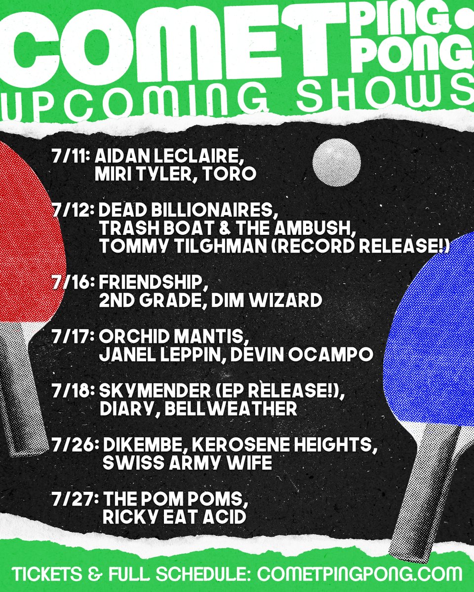 🏓THIS MONTH🏓
Music at Comet!

Get tickets NOW: cometpingpong.com/livemusic
